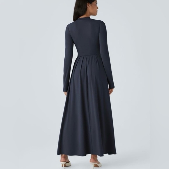 Halara | NWT Dark Sapphire Long Sleeve Flare Maxi Casual Dress M - Picture 5 of 5